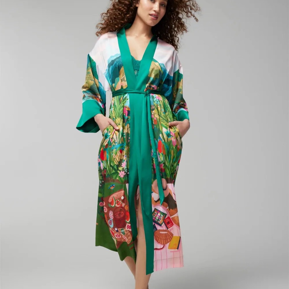 SOMA Satin Long Robe Size S/M. Sold out print.  Silk.